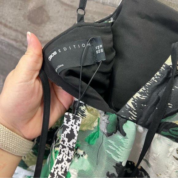 NWT US 10 ASOS EDITION tiered cami midi dress in abstract floral jacquard - Picture 9 of 12